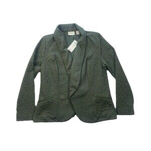 Chico's Drape Front Textured Jacket Evergreen US M 8/10 Size 1 NWT $129